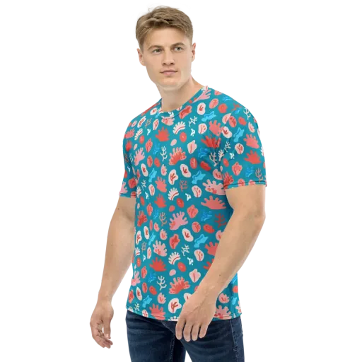 Teal Tidepool on a Men's Crew Neck T-Shirt