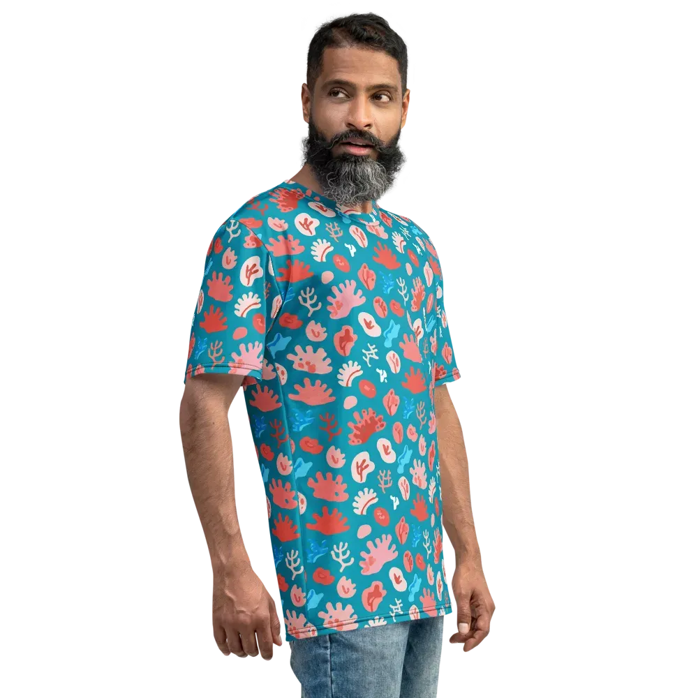 Teal Tidepool on Men's Crew Neck T-Shirt — Right
