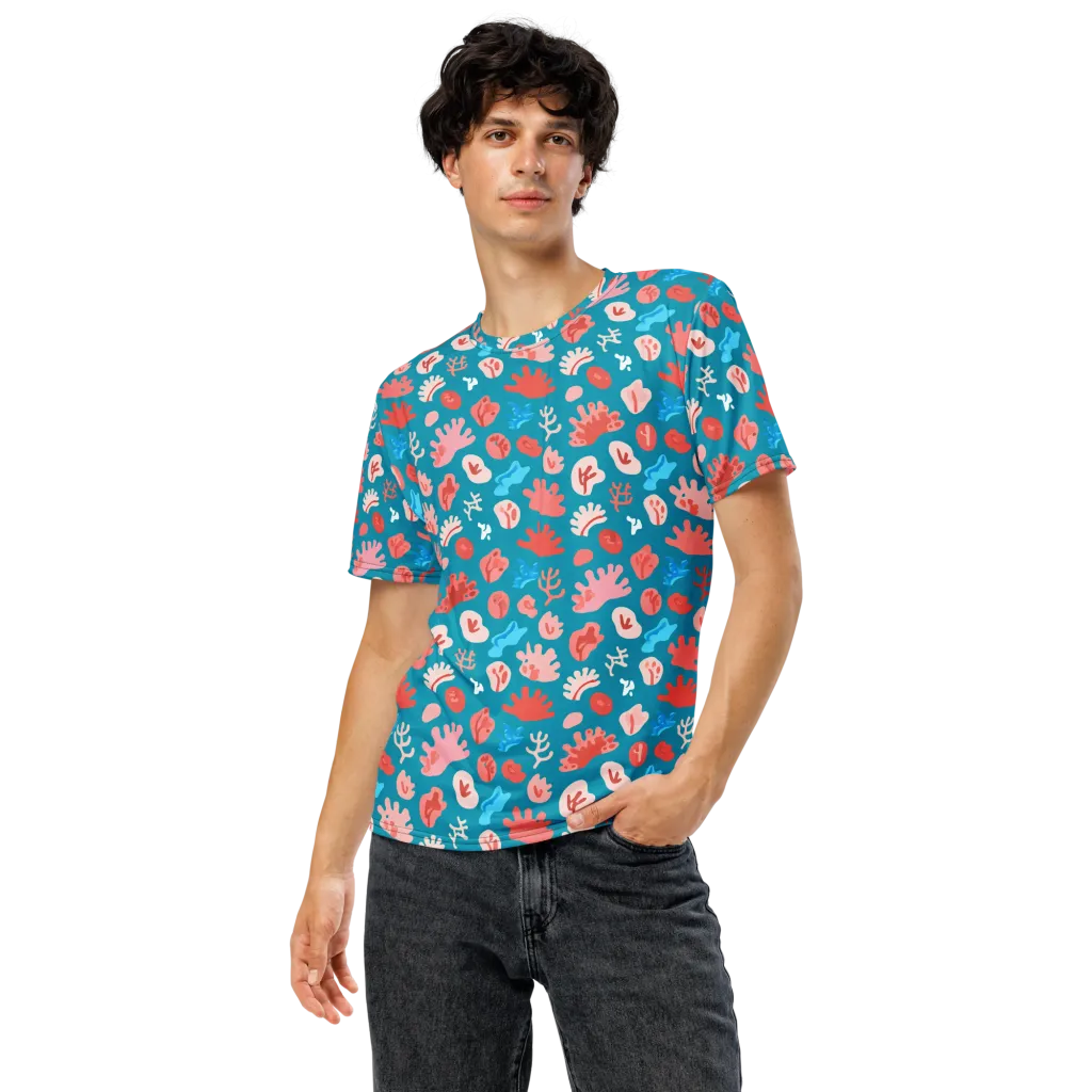 Teal Tidepool on Men's Crew Neck T-Shirt — Front