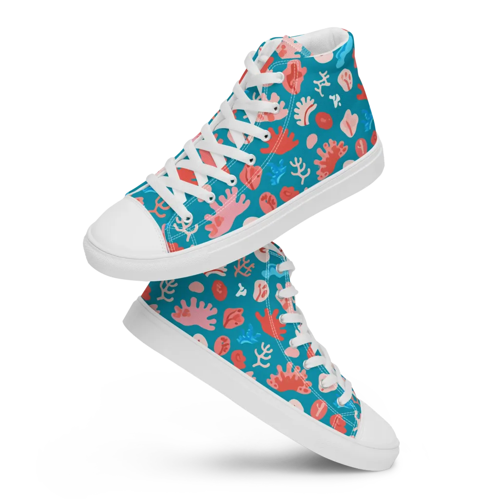 Teal Tidepool on Men's High Top Canvas Shoes — Front