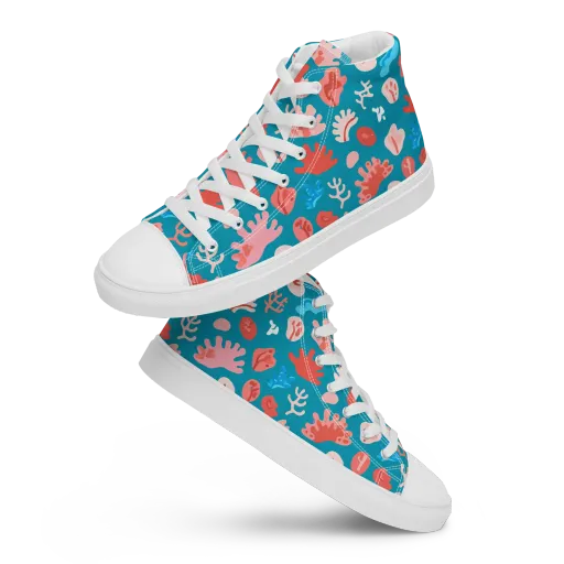 Teal Tidepool on a Men's High Top Canvas Shoes