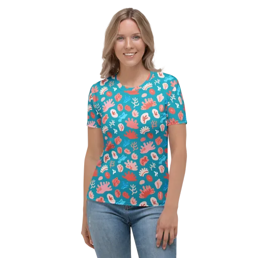 Teal Tidepool on a Women's Crew Neck T-Shirt