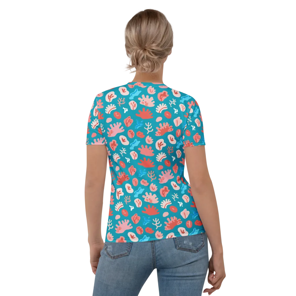 Teal Tidepool on Women's Crew Neck T-Shirt — Back