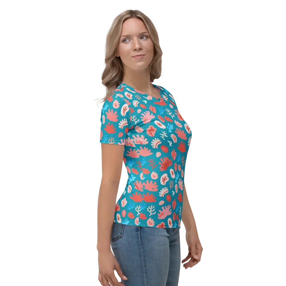 Teal Tidepool on Women's Crew Neck T-Shirt — Right