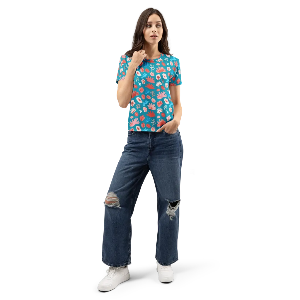 Teal Tidepool on Women's Crew Neck T-Shirt — Front