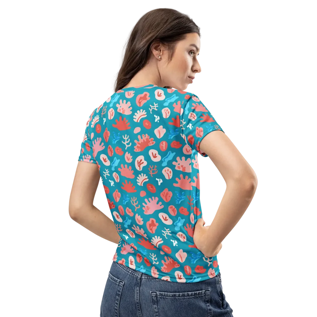 Teal Tidepool on Women's Crew Neck T-Shirt — Back