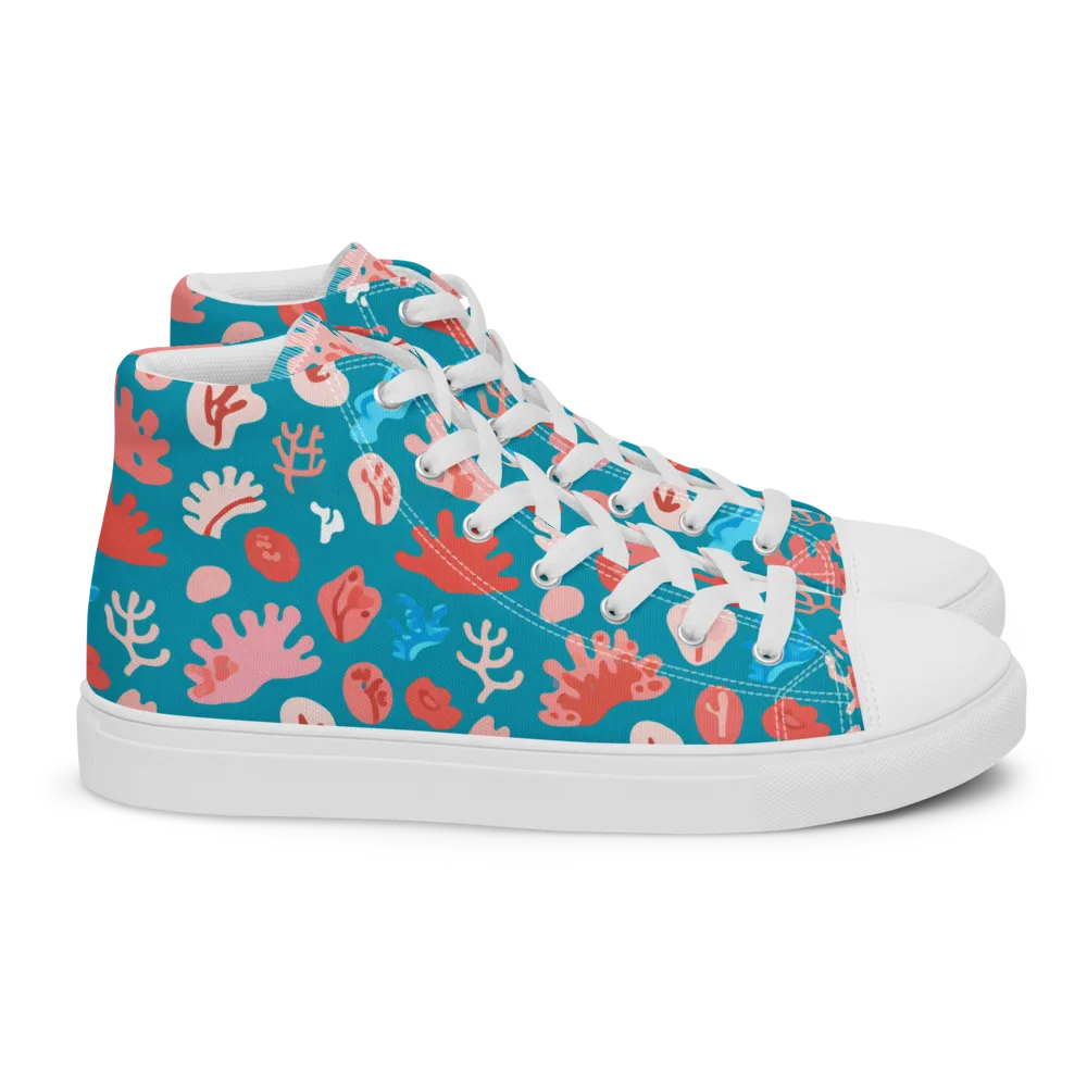 Teal Tidepool on Women's High Top Canvas Shoes — Right
