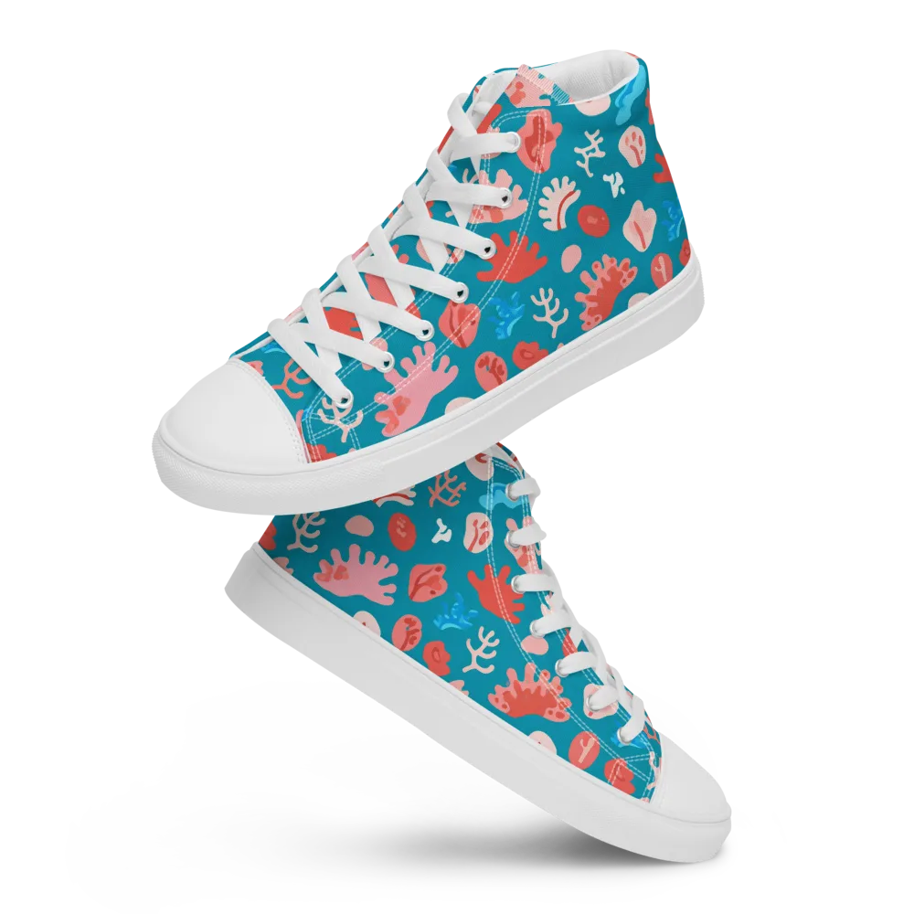 Teal Tidepool on Women's High Top Canvas Shoes — Front