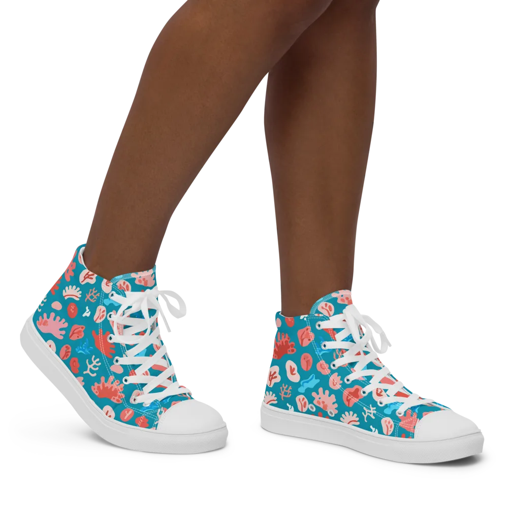 Teal Tidepool on Women's High Top Canvas Shoes — Right