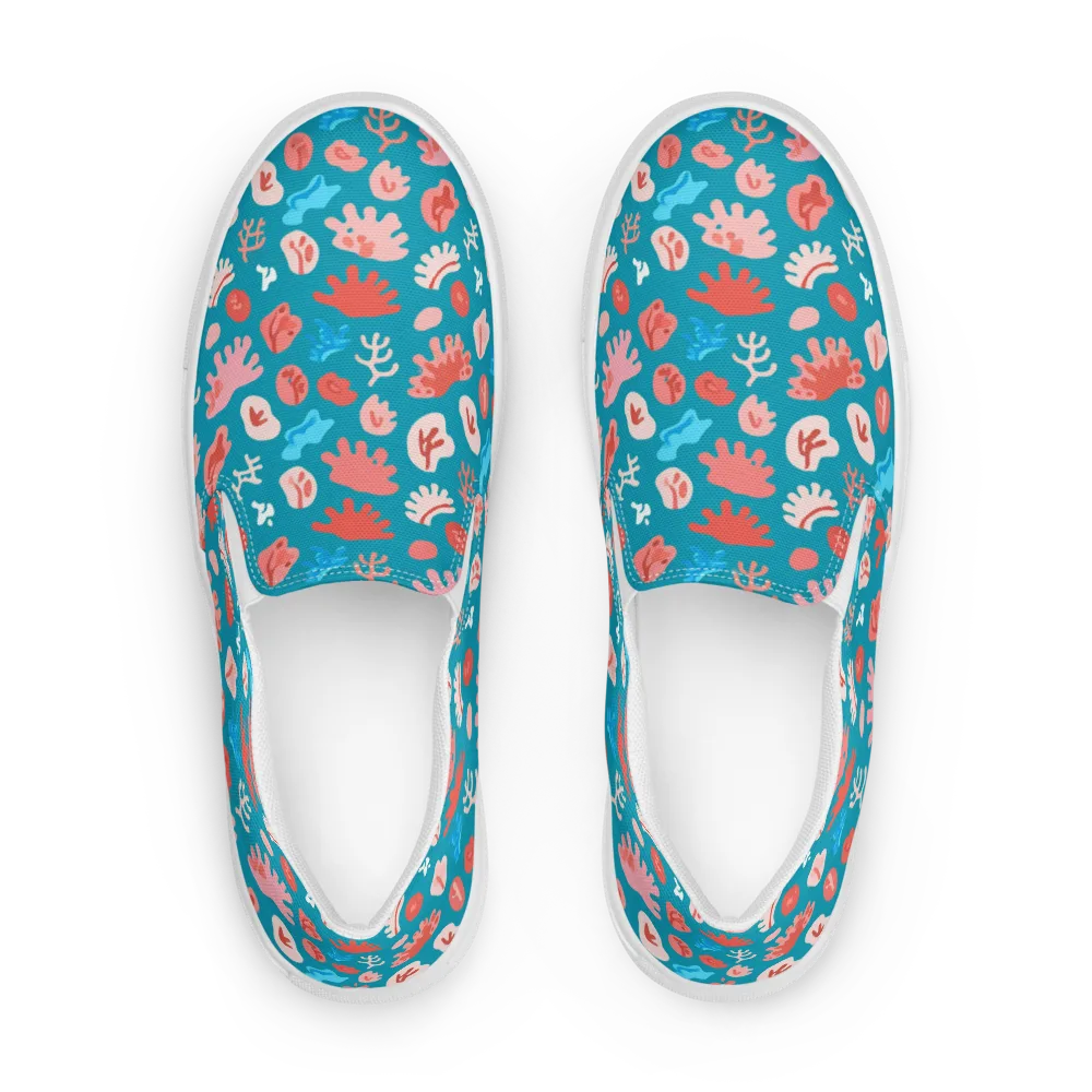 Teal Tidepool on Men's Slip-On Canvas Shoes — Front