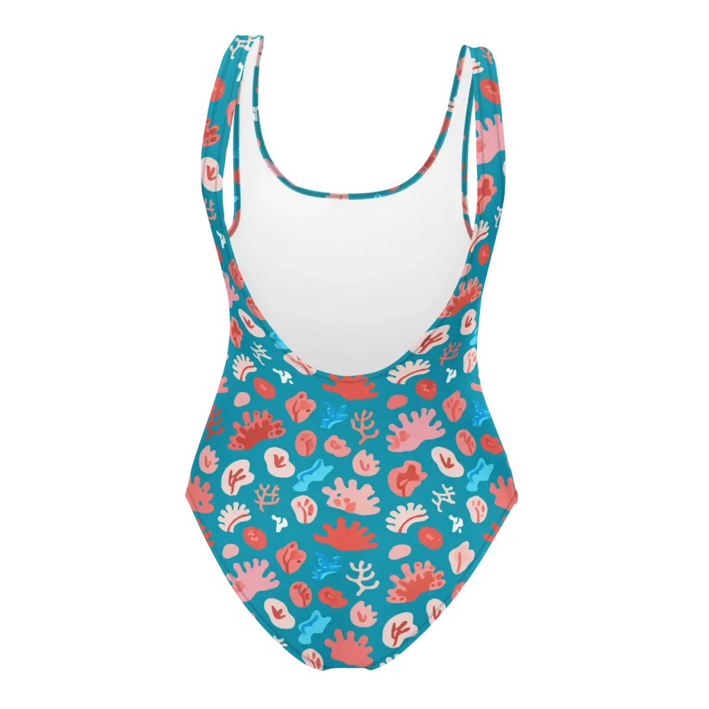 Teal Tidepool on One-Piece Swimsuit — Back