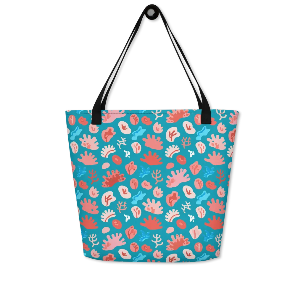 Teal Tidepool on Large Tote Bag W/ Pocket — Front