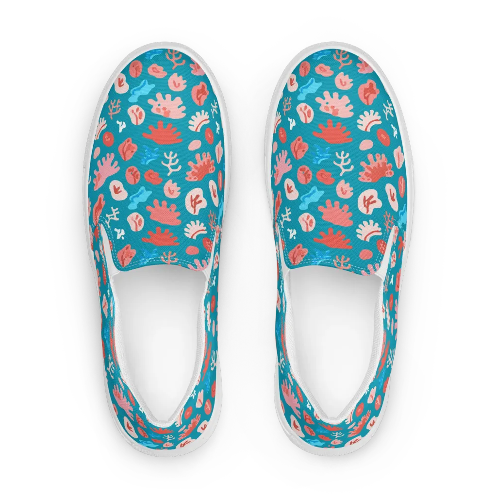 Teal Tidepool on Women's Slip-On Canvas Shoes — Front