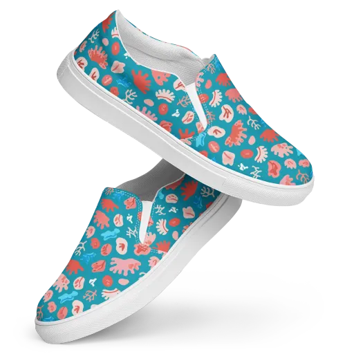 Teal Tidepool on a Women's Slip-On Canvas Shoes