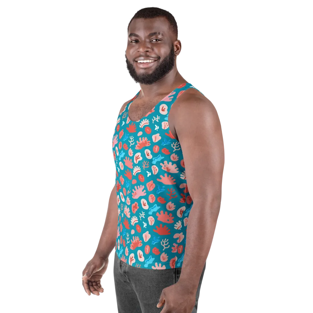 Teal Tidepool on Men's Tank Top — Left Front
