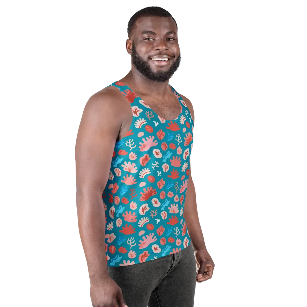 Teal Tidepool on Men's Tank Top — Right Front