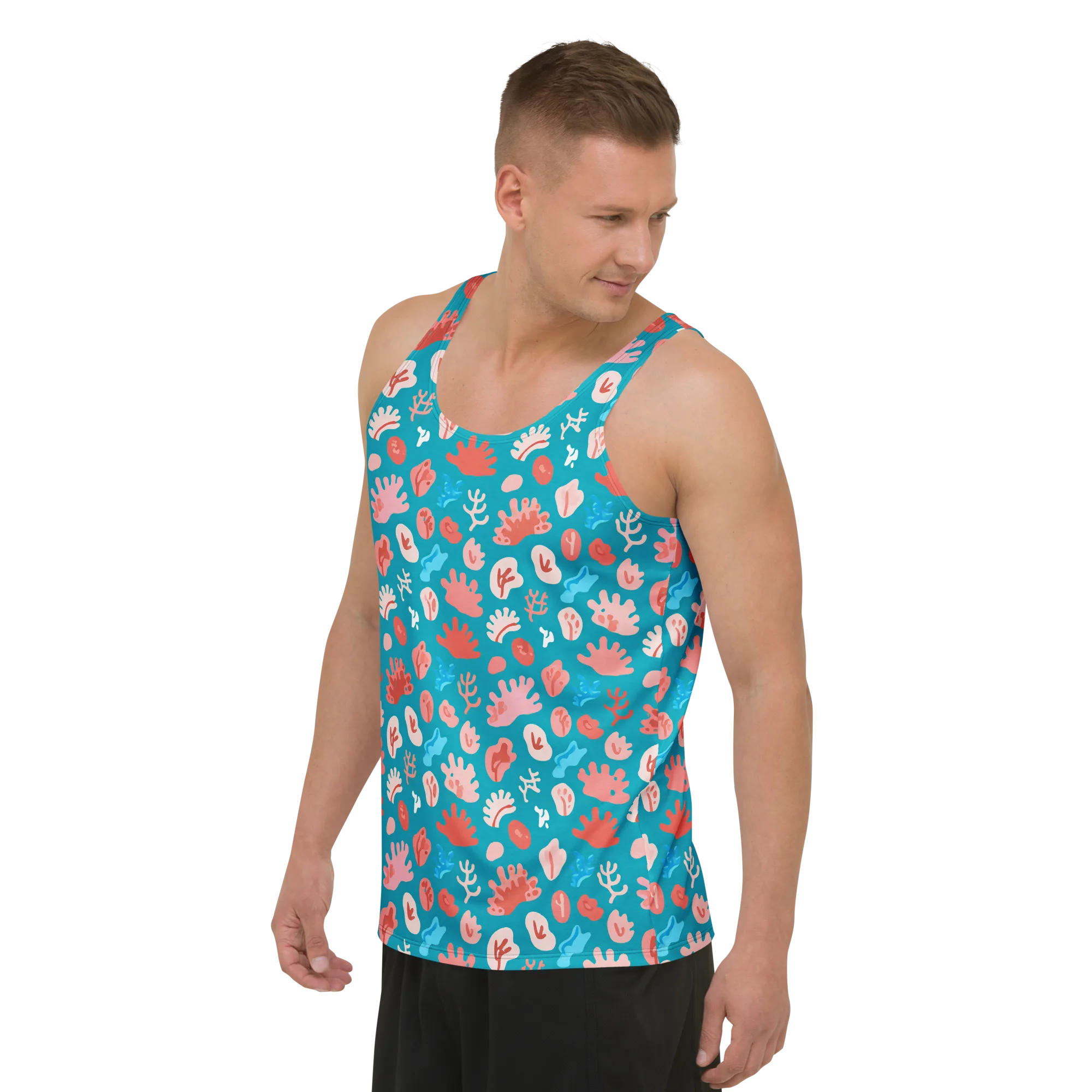 Teal Tidepool on Men's Tank Top — Left Front