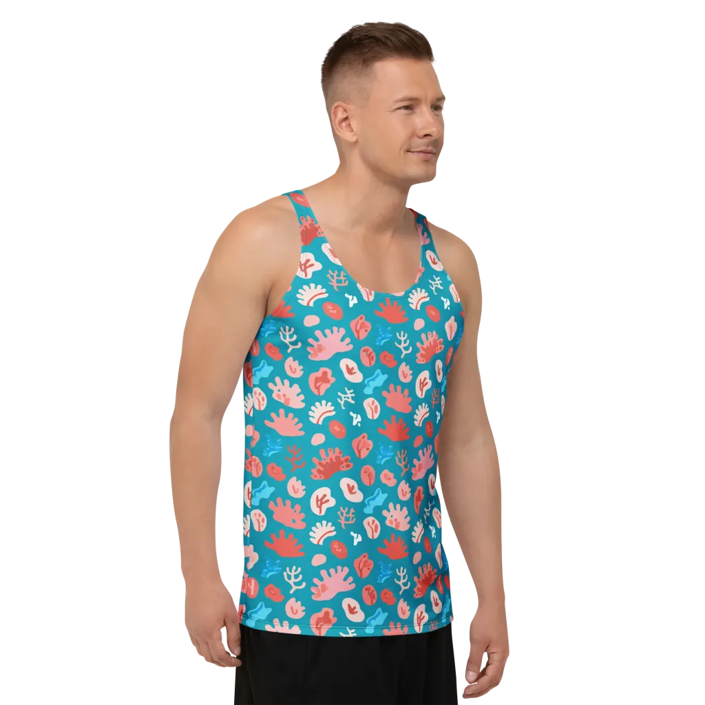 Teal Tidepool on Men's Tank Top — Right Front