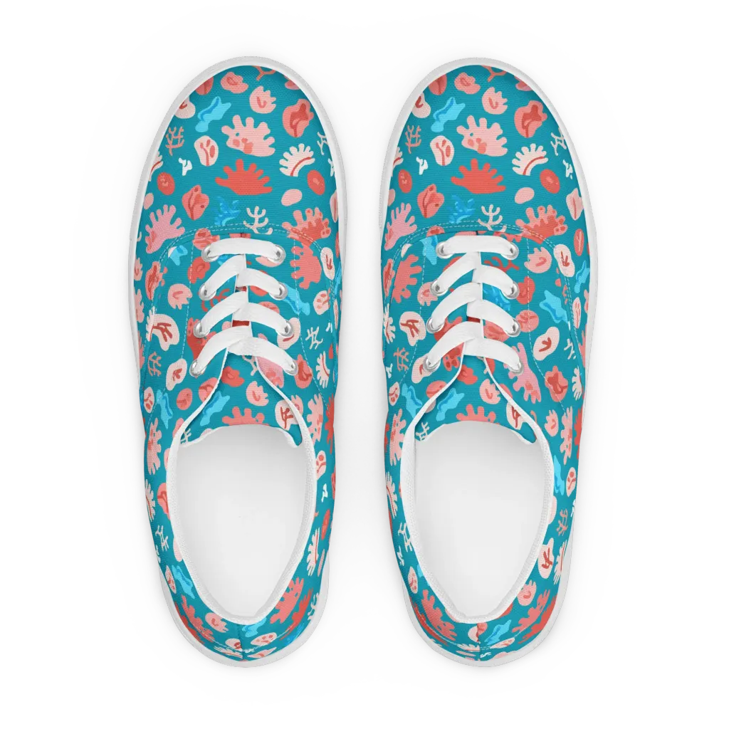 Teal Tidepool on Men's Lace-Up Canvas Shoes — Front