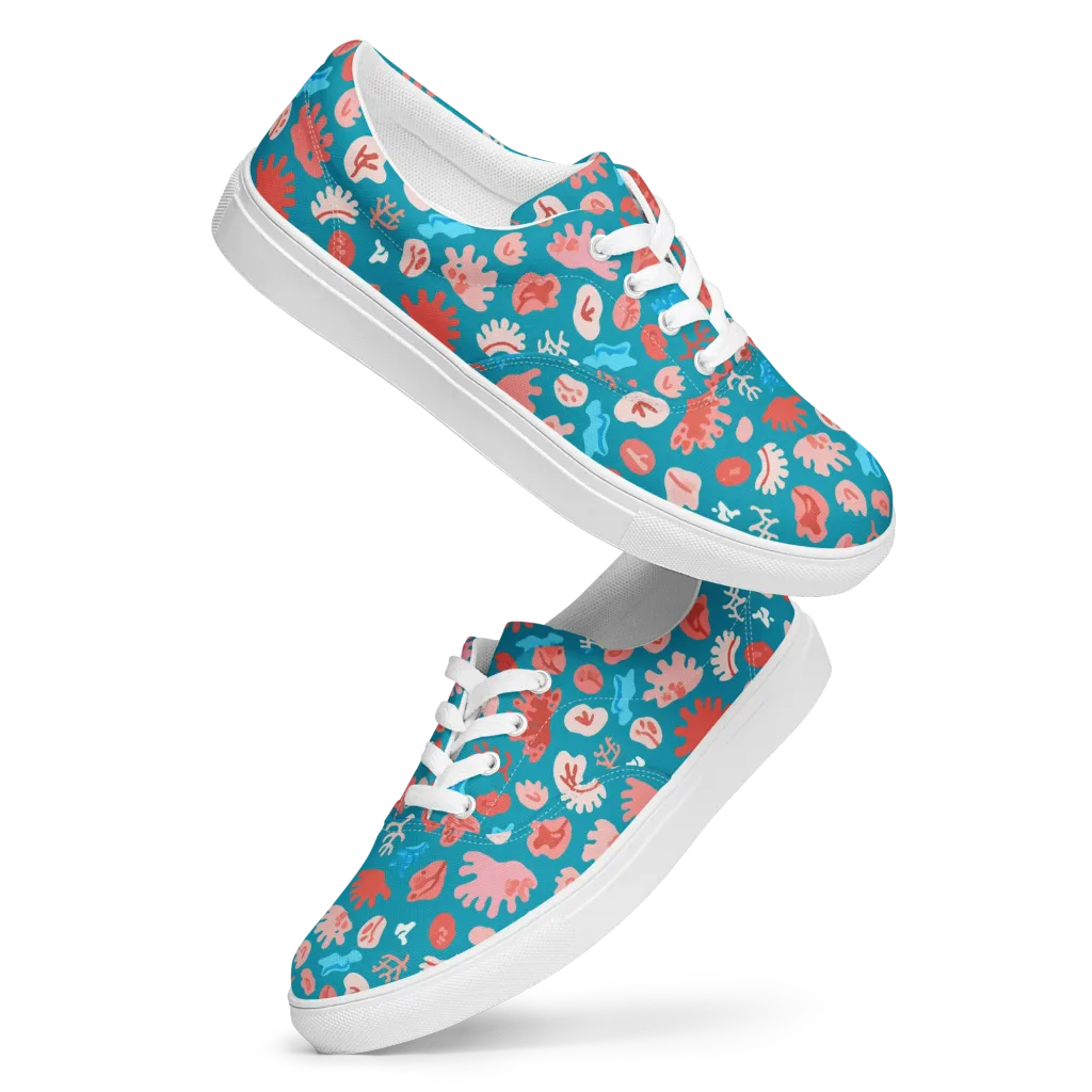 Teal Tidepool on Men's Lace-Up Canvas Shoes — Front
