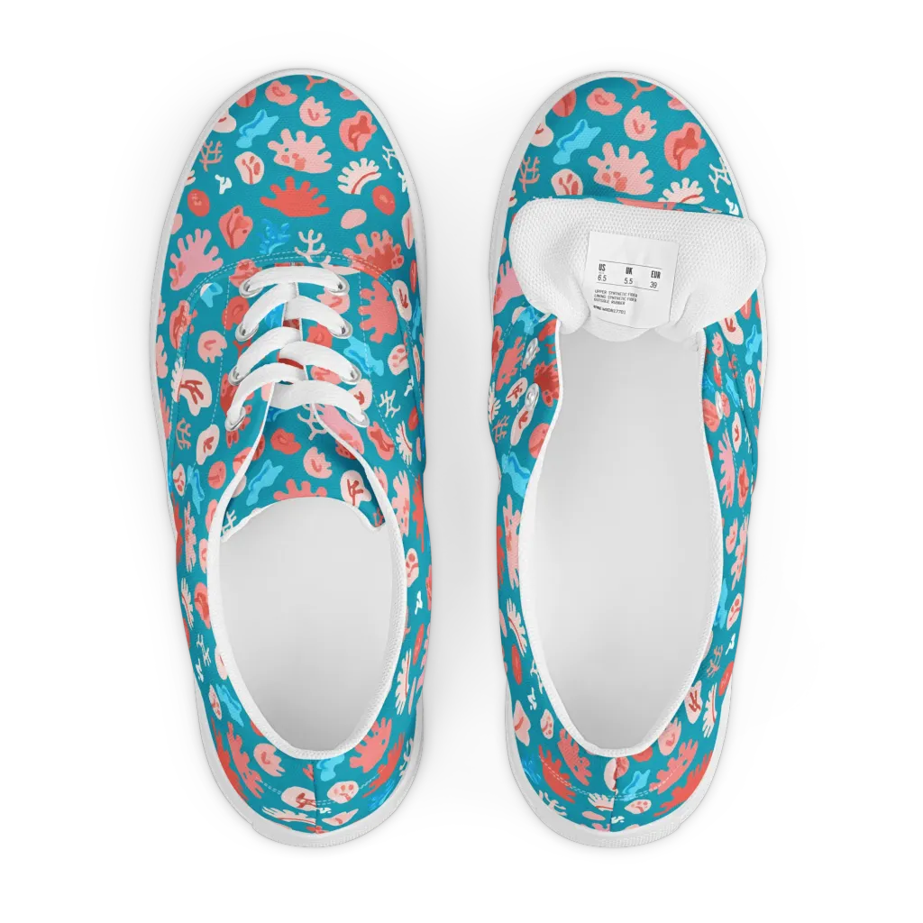 Teal Tidepool on Men's Lace-Up Canvas Shoes — Front
