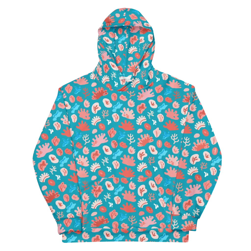 Teal Tidepool on Cotton Hoodie — Front