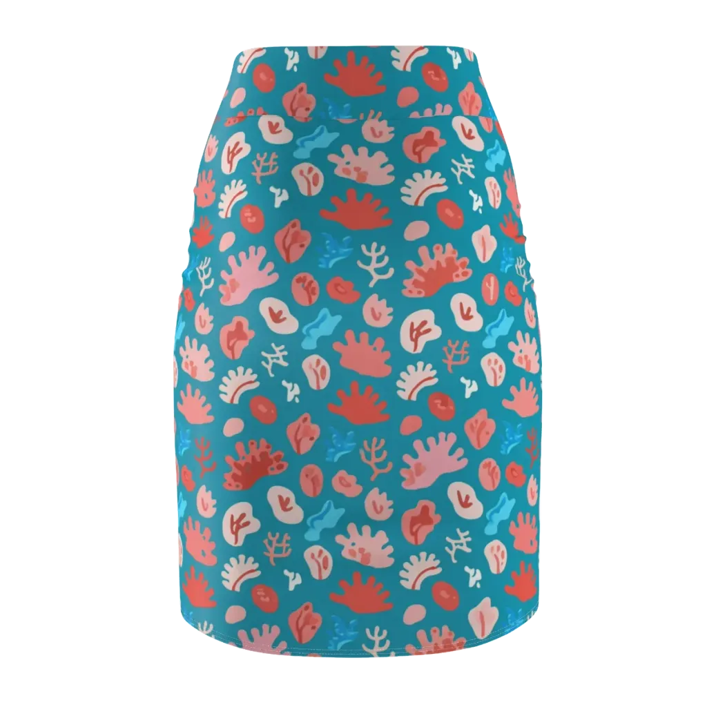 Teal Tidepool on Pencil Skirt — Back