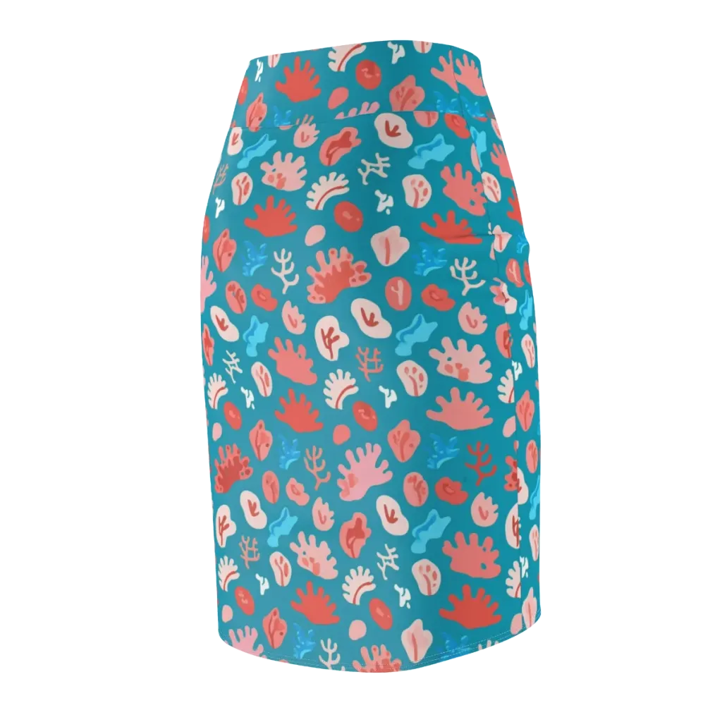 Teal Tidepool on Pencil Skirt — Back Side