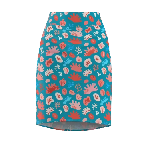 Teal Tidepool on a Pencil Skirt