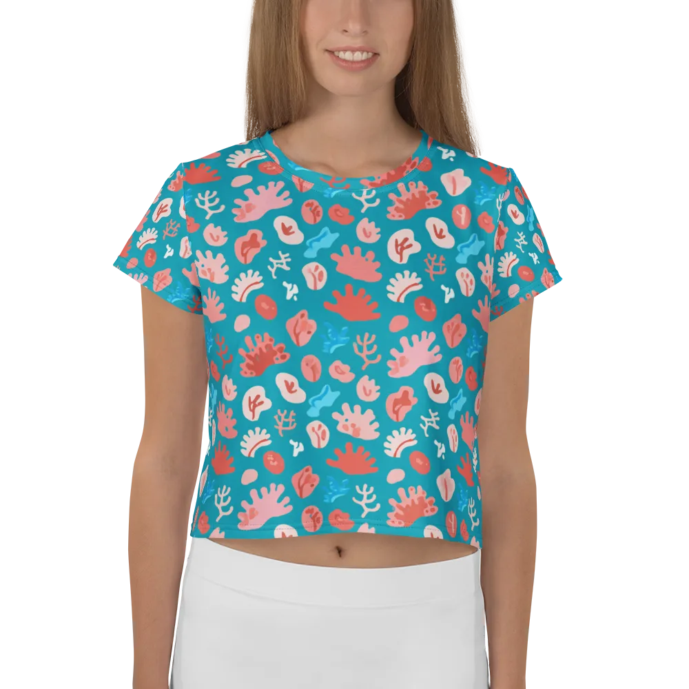 Teal Tidepool on Crop Tee — Front