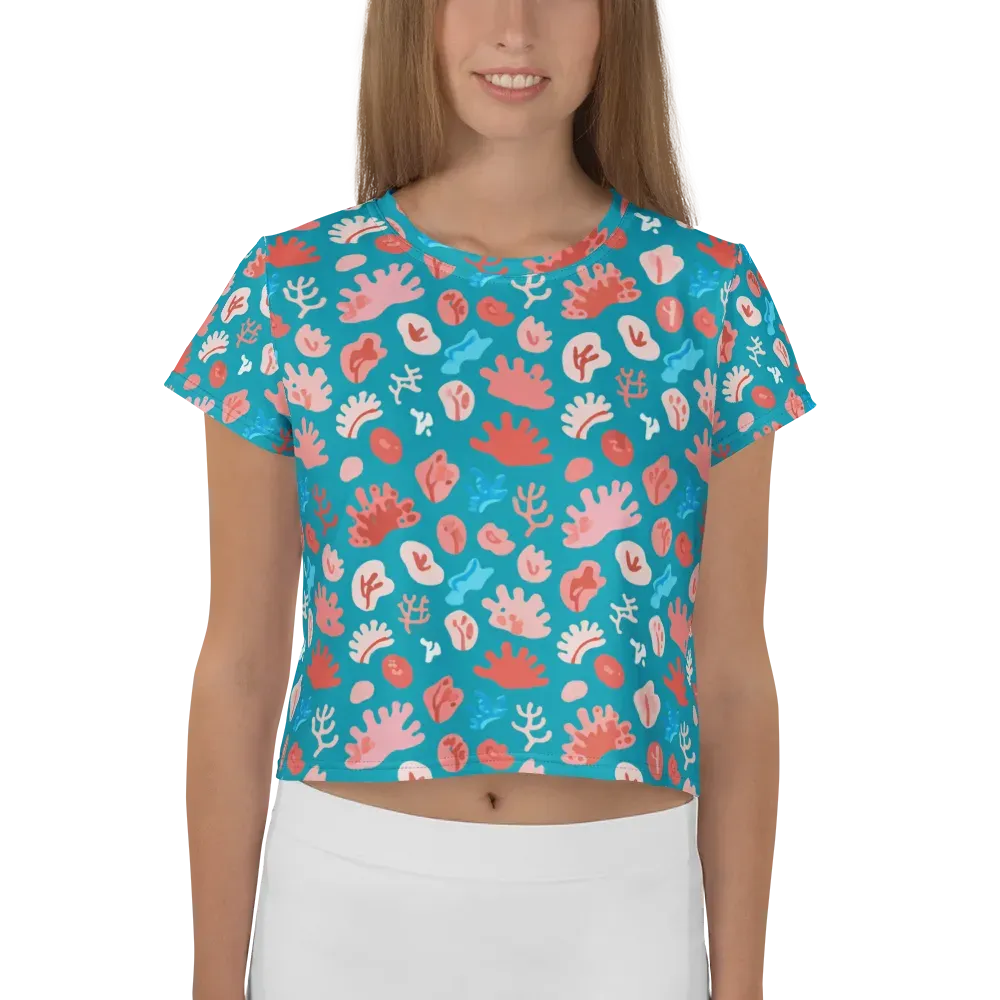 Teal Tidepool on Crop Tee — Front