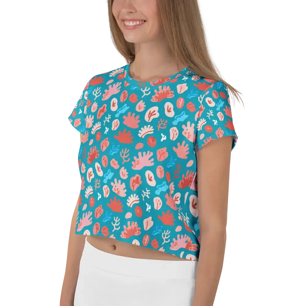 Teal Tidepool on Crop Tee — Left