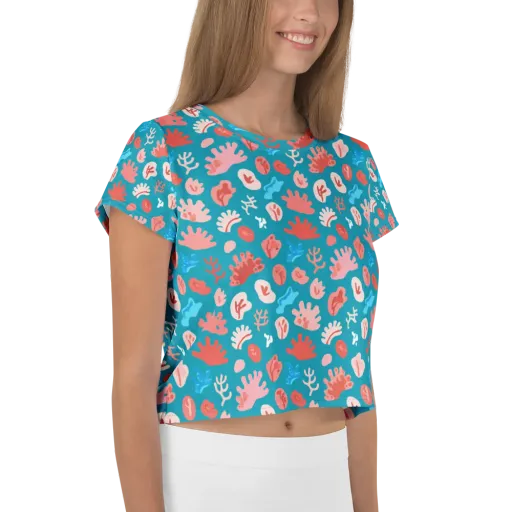 Teal Tidepool on a Crop Tee