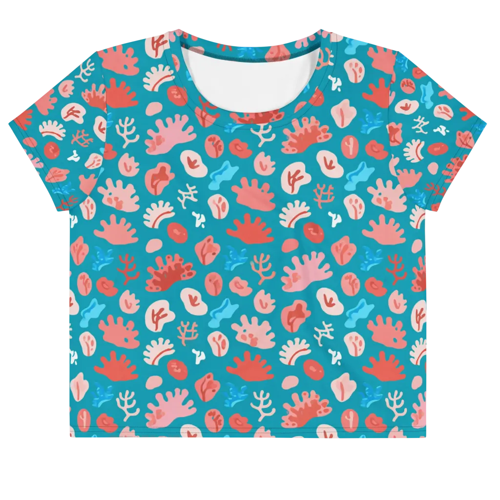 Teal Tidepool on Crop Tee — Front