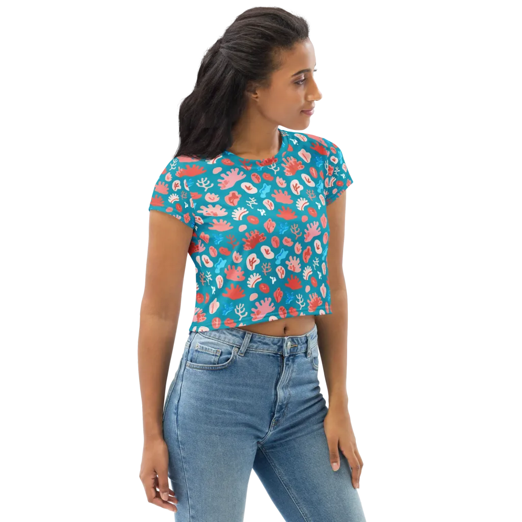 Teal Tidepool on Crop Tee — Right Front