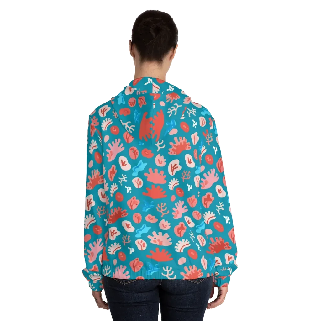 Teal Tidepool on Women's Full-Zip Hoodie — Back On Person