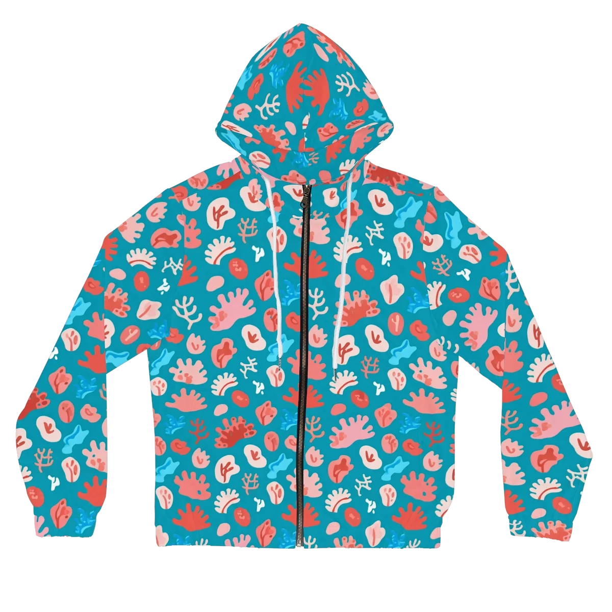 Teal Tidepool on Women's Full-Zip Hoodie — Front