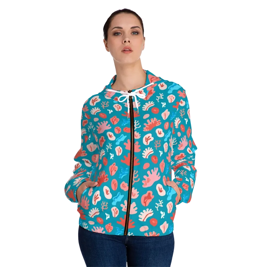 Teal Tidepool on Women's Full-Zip Hoodie — Front On Person
