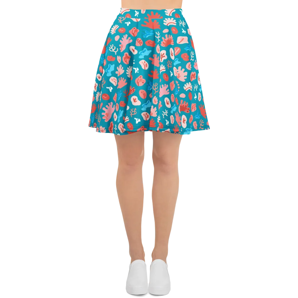 Teal Tidepool on Skater Skirt — Front