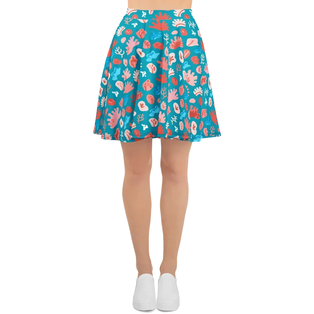 Teal Tidepool on Skater Skirt — Front