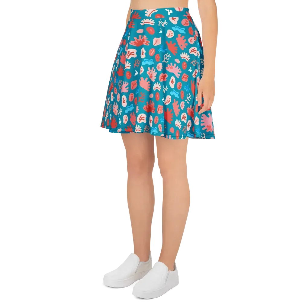 Teal Tidepool on Skater Skirt — Left