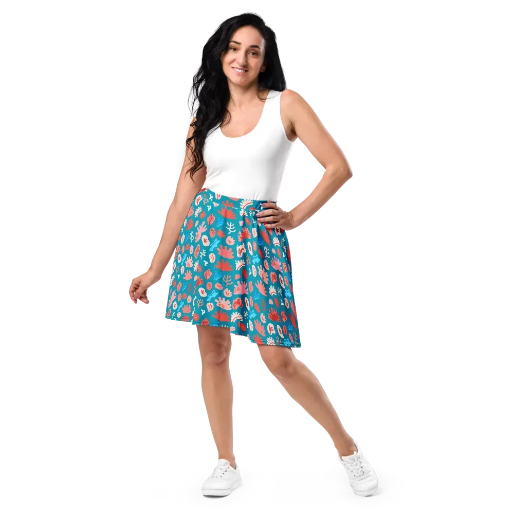 Teal Tidepool on Skater Skirt — Front