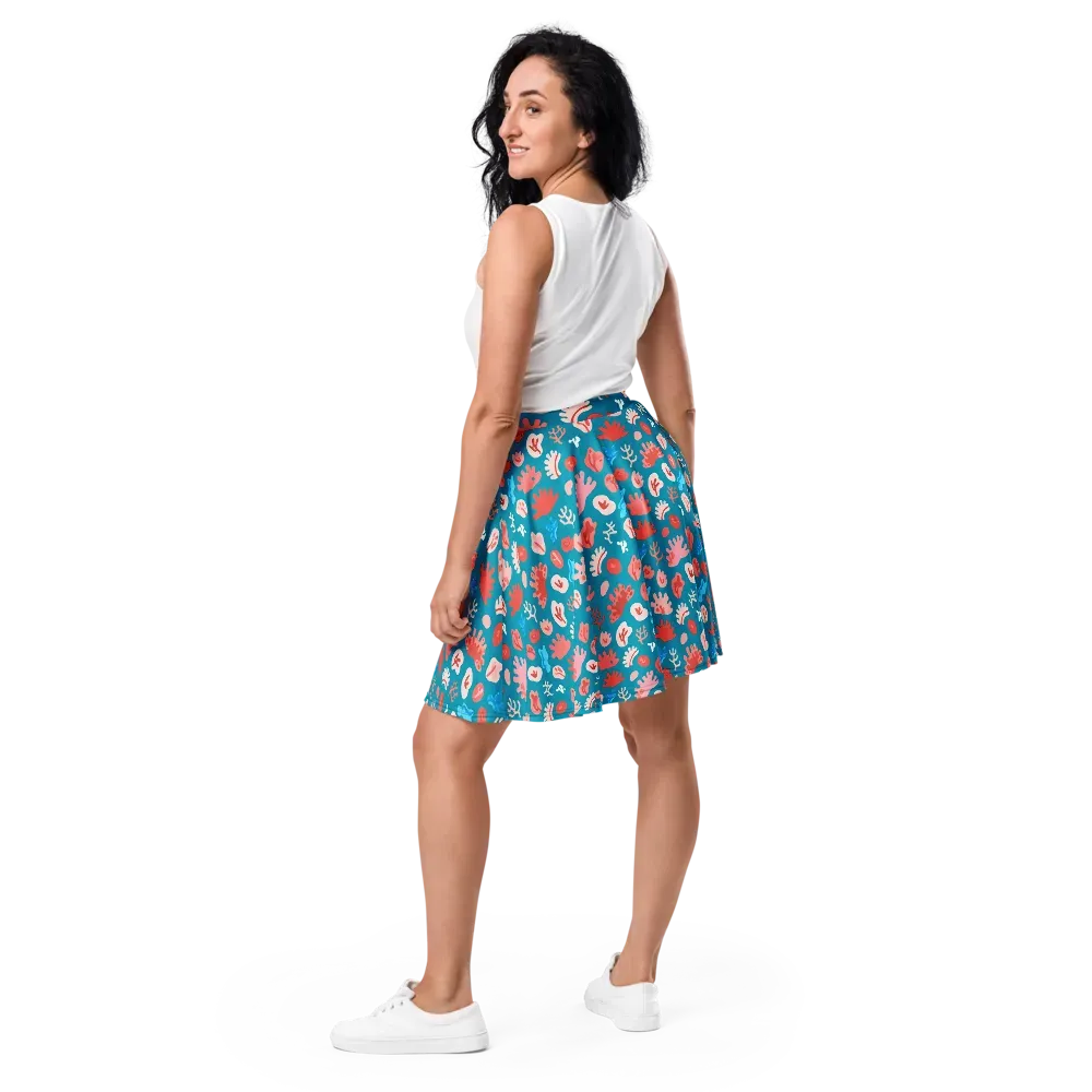 Teal Tidepool on Skater Skirt — Back