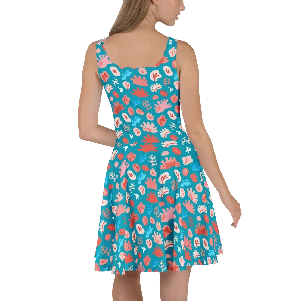 Teal Tidepool on Skater Dress — Back