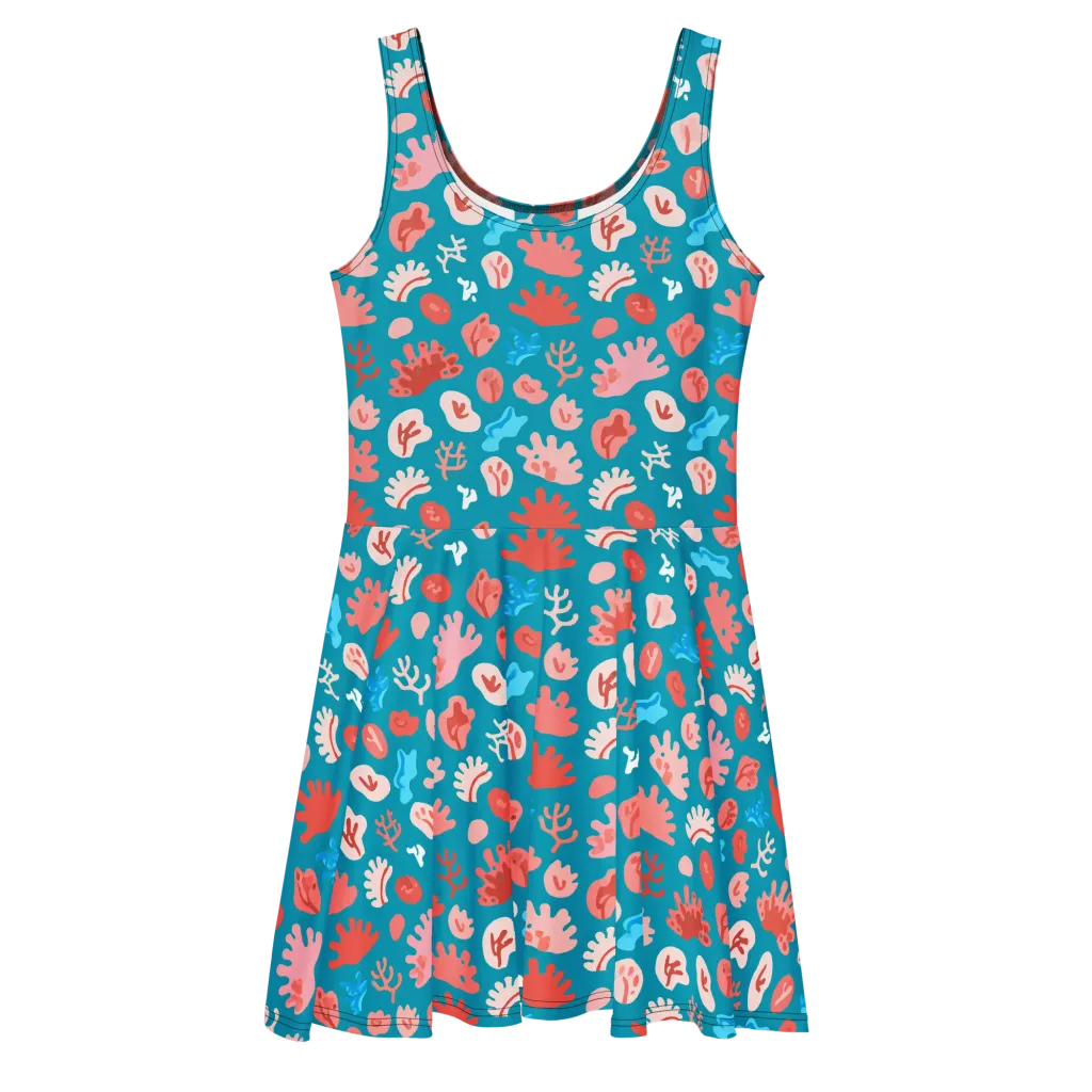 Teal Tidepool on Skater Dress — Front