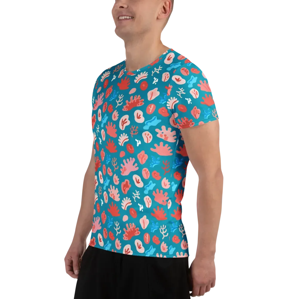 Teal Tidepool on Men's Athletic T-Shirt — Left