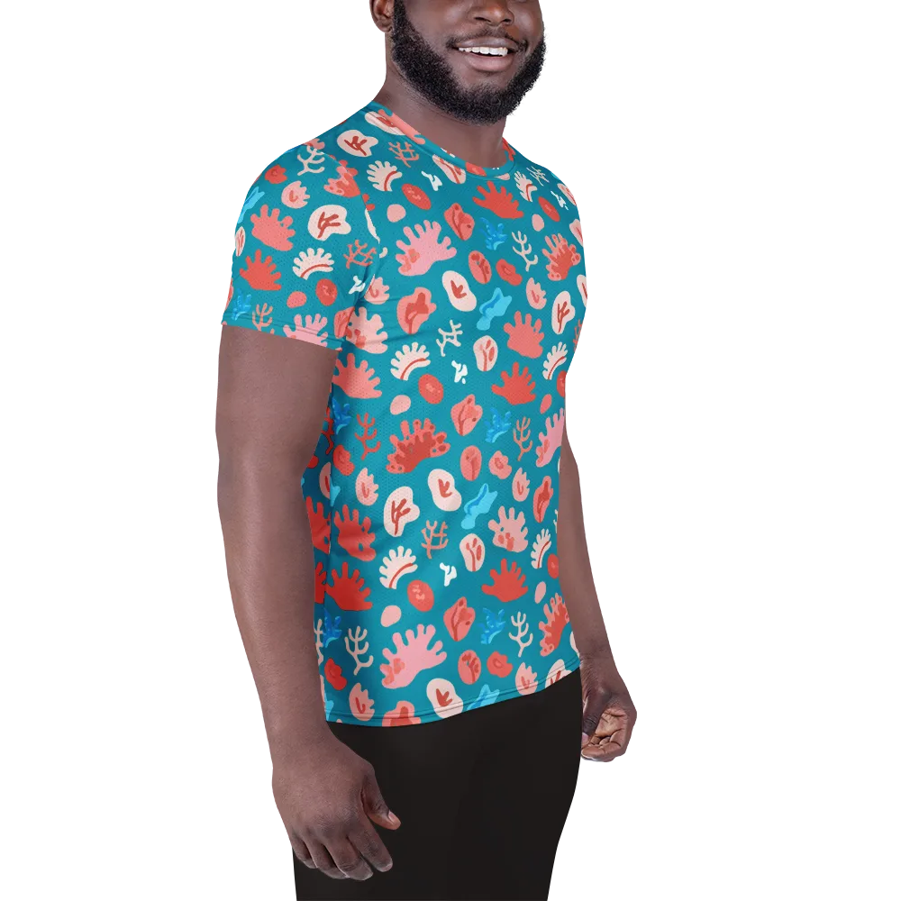 Teal Tidepool on Men's Athletic T-Shirt — Right
