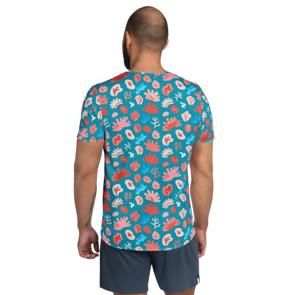 Teal Tidepool on Men's Athletic T-Shirt — Back