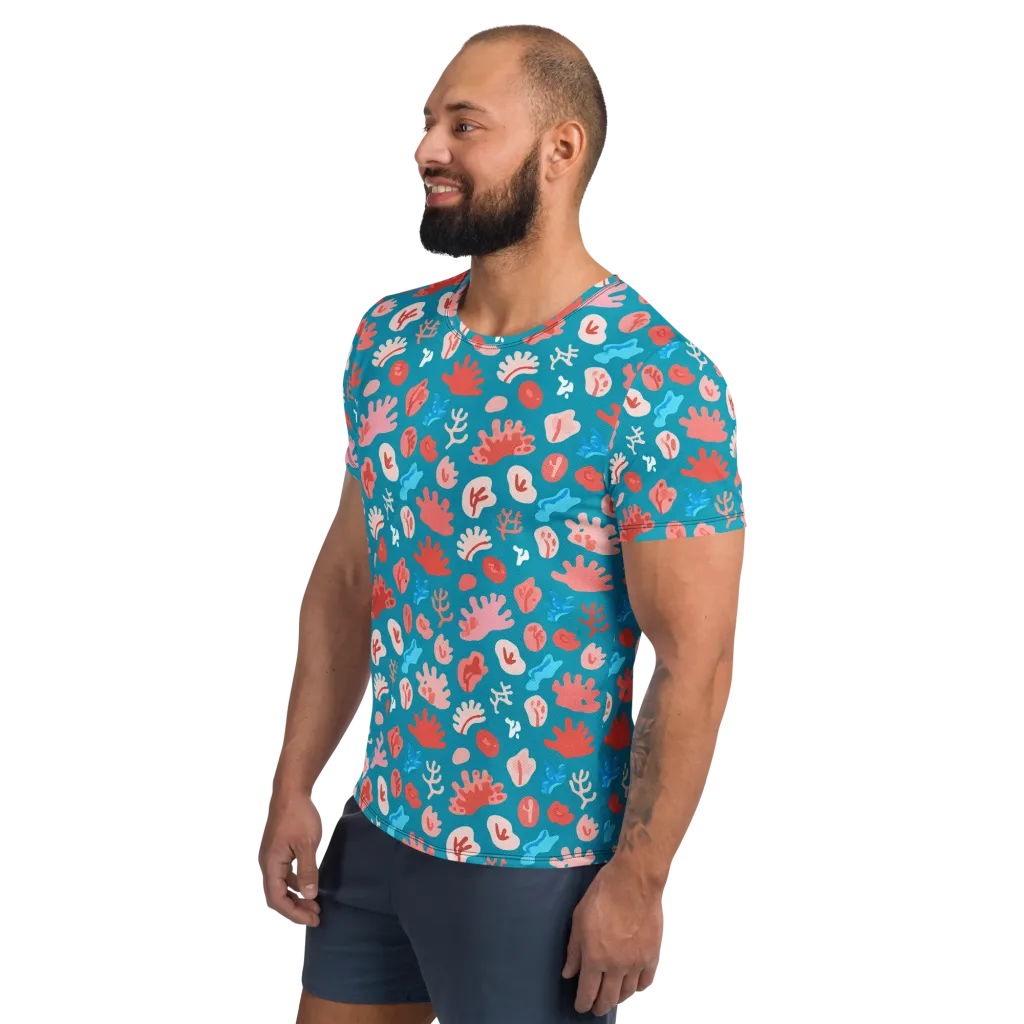 Teal Tidepool on Men's Athletic T-Shirt — Left