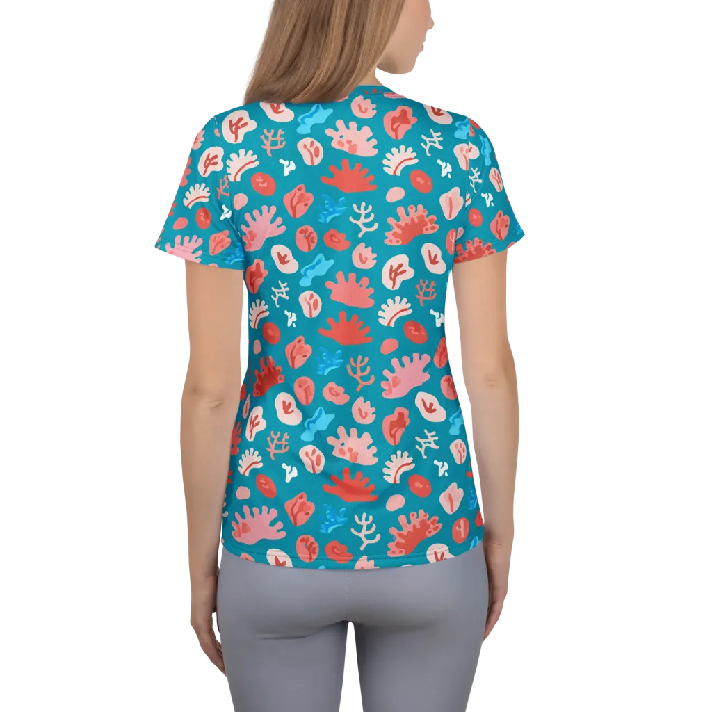 Teal Tidepool on Women's Athletic T-Shirt — Back